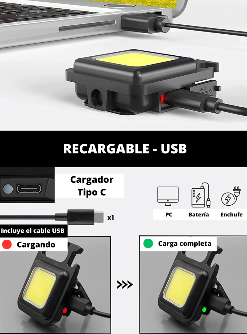 2 x 1 Mini Linterna / Llavero - Multifuncional ¡Todo En Uno!